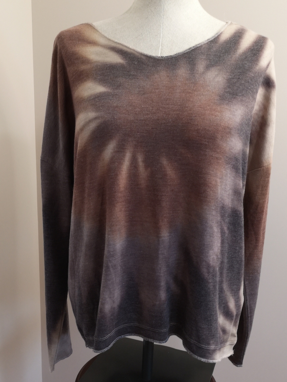 Charlie B Women's Scoop-Neck Tie-Dye Top in Brown Size M